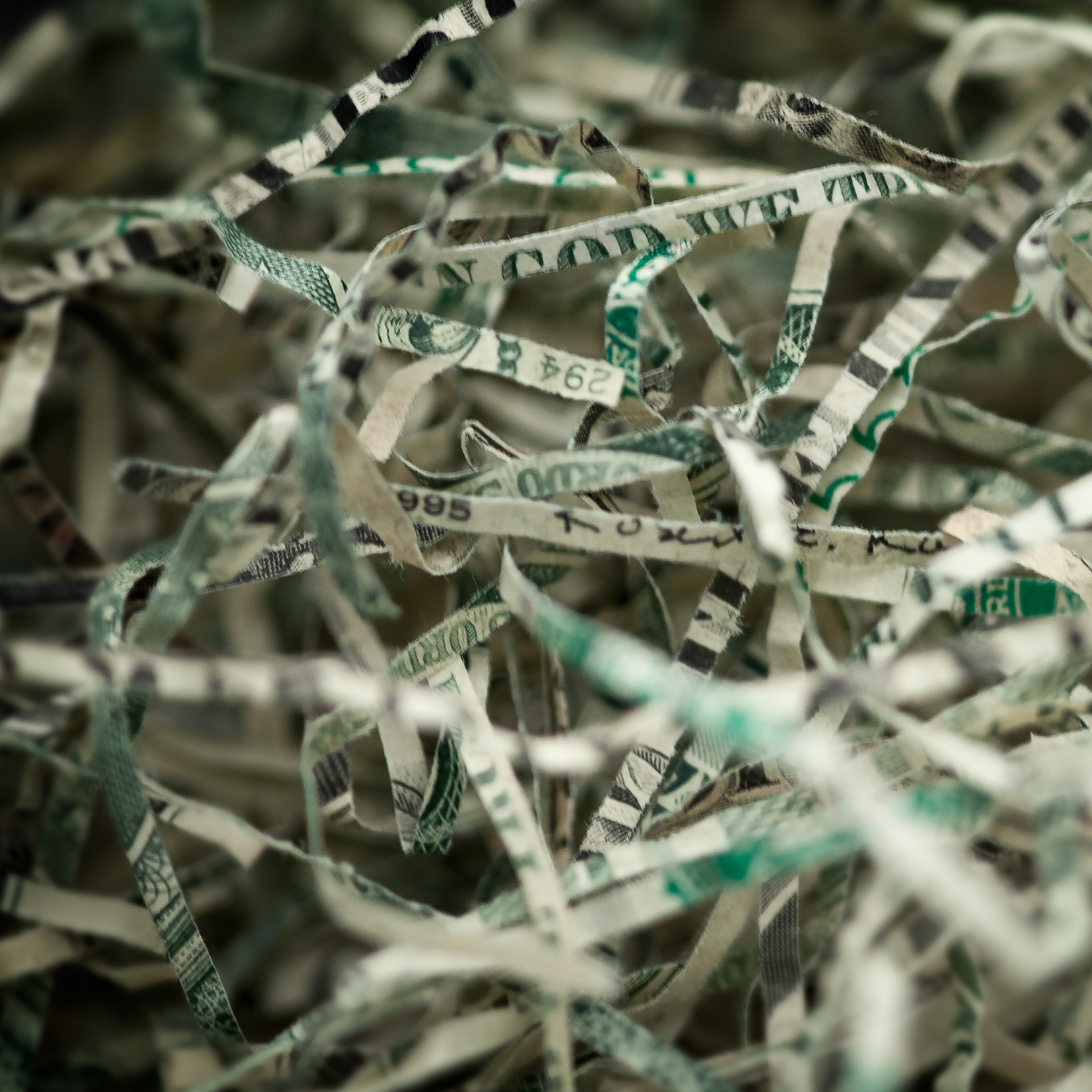 Shredded U.S. dollars.